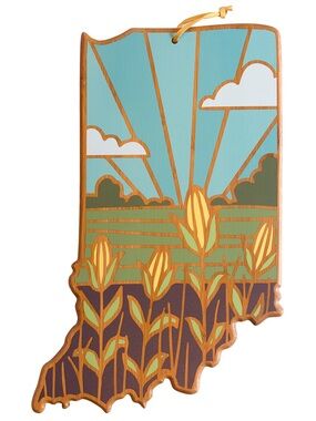 Totally Bamboo Indiana State Shaped Cutting Board With Artwork NWT